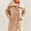 Bianco Lucci Women's Metal Buttoned Diamond Patterned Oversize Puffer Coat