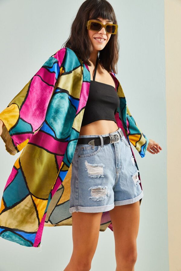 Bianco Lucci Women's Multi Patterned Kimono