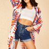 Bianco Lucci Women's Orange Multi Patterned Kimono