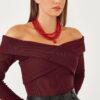 Bianco Lucci Women's Ottoman Fabric Cross Collar Detail Blouse