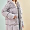Bianco Lucci Women's Oversized Puffy Coat with Double Pockets Hooded