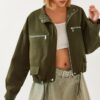 Bianco Lucci Women's Pocket Zipper Detail Jacket 2475