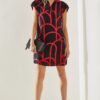 Bianco Lucci Women's Polo Collar Patterned Summer Dress Dress