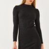 Bianco Lucci Women's Princess Sleeve Ribbed Basic Dress 2435