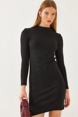 Bianco Lucci Women's Princess Sleeve Ribbed Basic Dress 2435