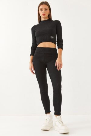 Bianco Lucci Women's Ribbed Label Detailed Bottom-Top Set
