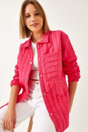 Bianco Lucci Women's Single Pocket Snap Quilted Coat 2001