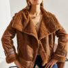 Bianco Lucci Women's Suede Coat with Buckled Sleeves