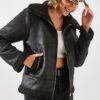 Bianco Lucci Women's Suede Plush Coat 2417