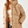 Bianco Lucci Women's Three-Pocket Hooded Puffer Coat 2158