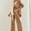 Bianco Lucci Women's Top and Bottom Set with Elastic Waist Trousers