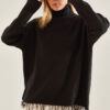 Bianco Lucci Women's Turtleneck Fringed Knitwear Blouse