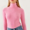 Bianco Lucci Women's Turtleneck Report Basic Blouse 0009