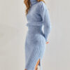 Bianco Lucci Women's Turtleneck Sweater Elastic Waist Dress