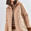 Bianco Lucci Women's Two Pockets Patterned Quilted Coat 2231