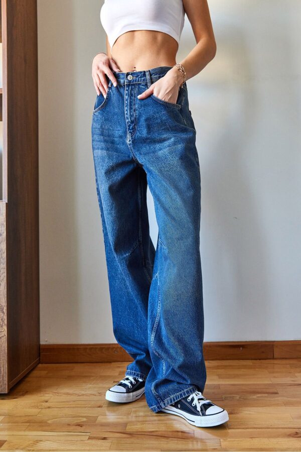 Bianco Lucci Women's Wide Leg Baggy Denim Trousers 388