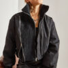 Bianco Lucci Women's Zippered Bomber Coat