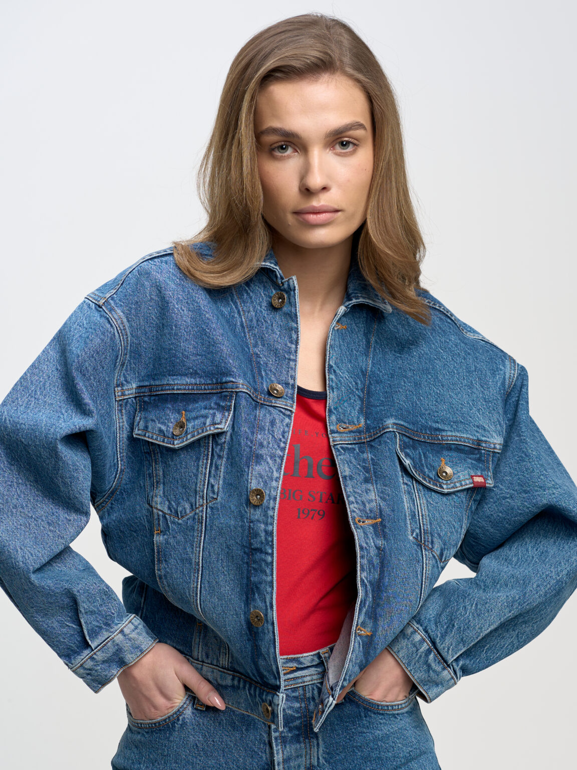 Big Star Woman's Jacket Outerwear 130359 Medium Denim-400