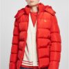 Big red hooded jacket