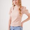 Bigdart 0409 Square Neck Knitted Blouse - Biscuit