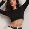 Bigdart 0444 Crop Chain Blouse - Black