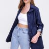Bigdart 10322 Trench Coat with Gathered Waist - Navy