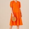 Bigdart 1937 Watermelon Sleeve Layered Dress - Orange
