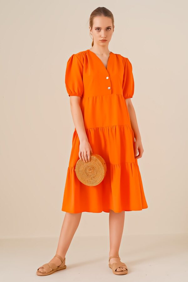 Bigdart 1937 Watermelon Sleeve Layered Dress - Orange
