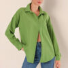 Bigdart 20153 Single Pocket Oversize Linen Shirt - E.green