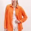 Bigdart 20153 Single Pocket Oversize Linen Shirt - Orange