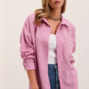 Bigdart 20153 Single Pocket Oversize Linen Shirt - Powder