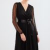 Bigdart 2494 Double Breasted Neck Tulle Dress - Black