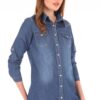 Bigdart 3411 Double Pocket? Checkered Denim Shirt - Dark Blue