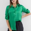 Bigdart 3964 Lightly Flowy Satin Shirt - Green