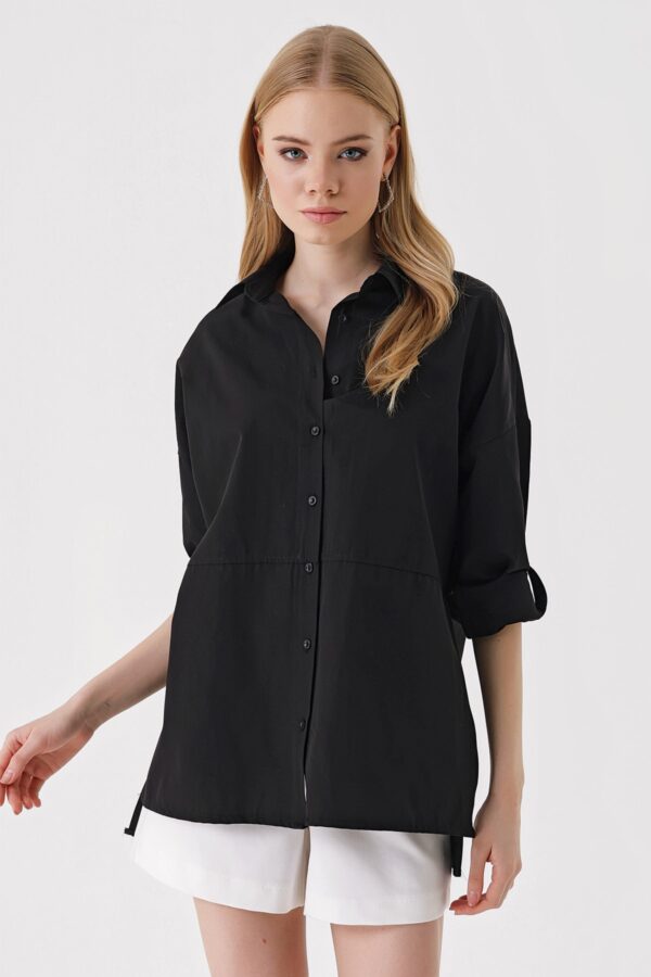 Bigdart 3975 Slit Poplin Shirt - Black