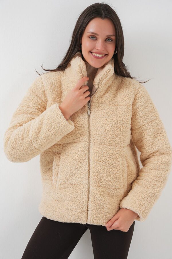 Bigdart 5178 Lined Plush Coat - Cream