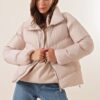 Bigdart 5205 Stand Collar Zippered Puffer Jacket - Beige