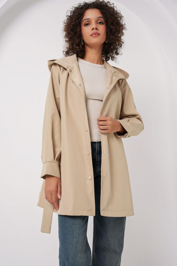 Bigdart 5934 Hooded Trench Coat - Beige