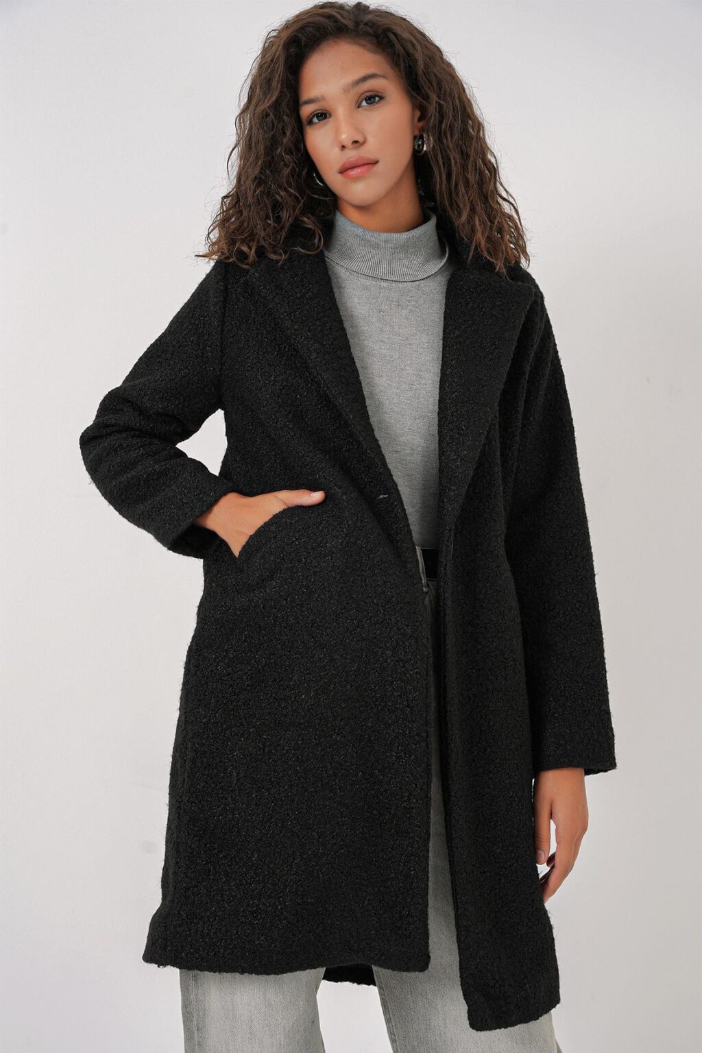 Bigdart 9082 Oversize cachet kabát - fekete