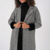 Bigdart 9085 Herringbone Cashmere Coat as D. Black