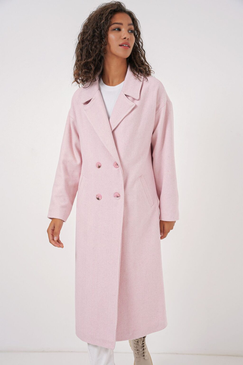 Bigdart 9113 Oversize Wide Cut Wool Long Cashew Coat - Powder