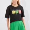 Bigdart 913 Printed Knitted Basic T-shirt - Black