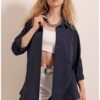 Bigdart My Fashion Cabinet Oversize Long Basic Shirt Navy Blue