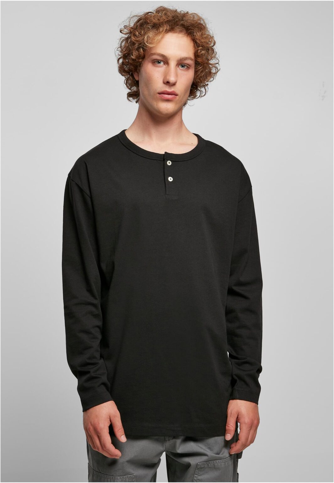 Bio Oversized Henley Longsleeve Black