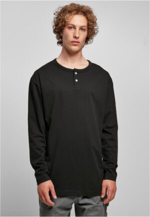 Bio Oversized Henley Longsleeve Black