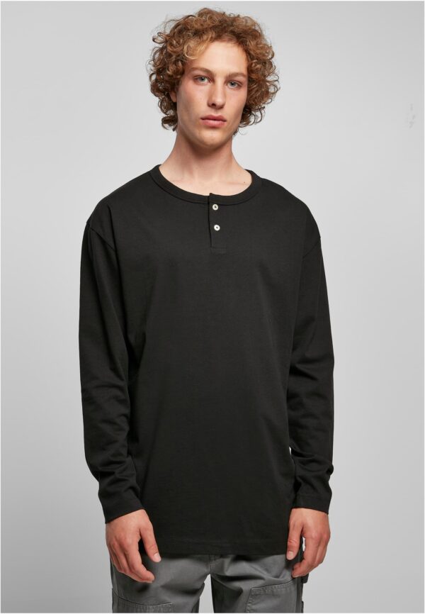 Bio Oversized Henley Longsleeve Black