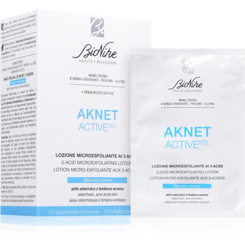 BioNike Aknet ACTIVEpeel bőrhámlasztó kendők az arcra 20 db-ár