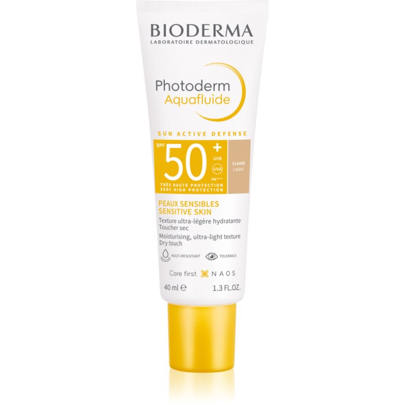 Bioderma Photoderm Aquafluid védő és tonizáló folyadék arcra SPF 50+ árnyalat Claire 40 ml-Ár