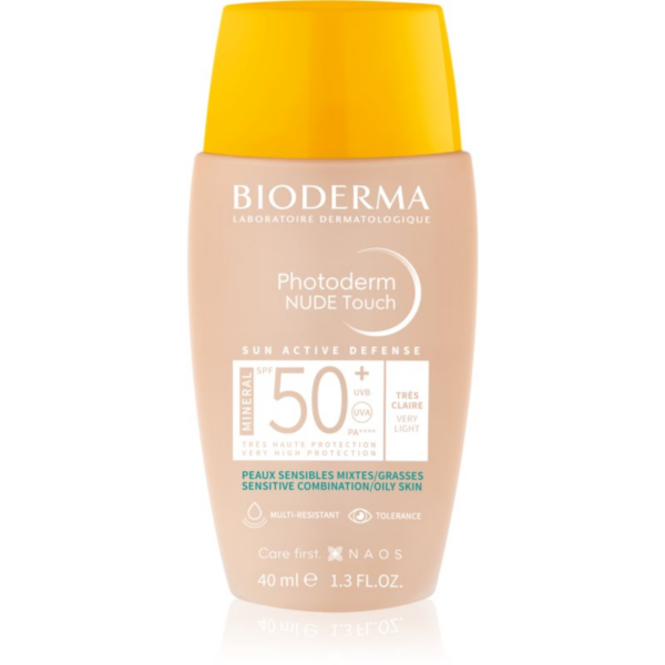Bioderma Photoderm Nude Touch ásványi napozó folyadék arcra SPF 50+ árnyalat Very light 40 ml-Ár