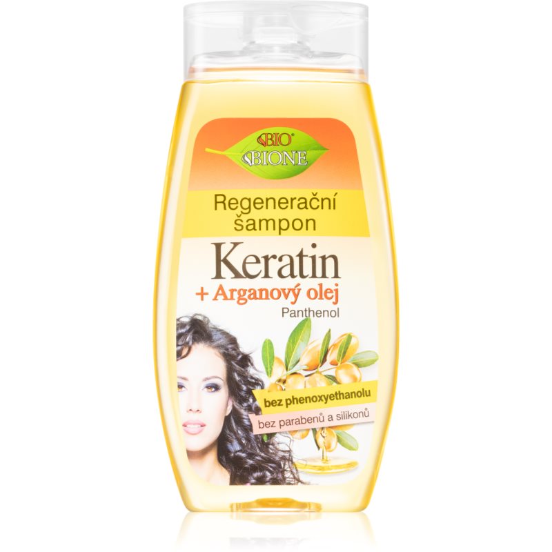 Bione Cosmetics Keratin + Argan regeneráló sampon a fénylő és selymes hajért 260 ml-Eredeti